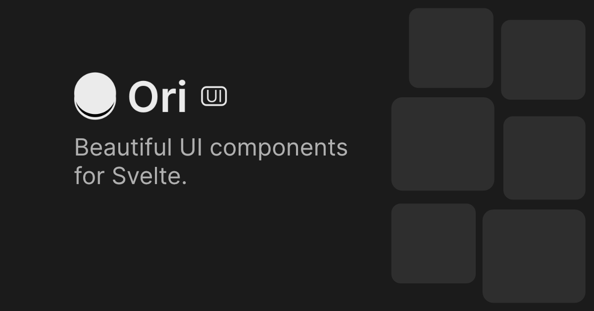 Ori UI hero preview showing a dark layout on the left with documentation text and a mobile analytics card on the right.